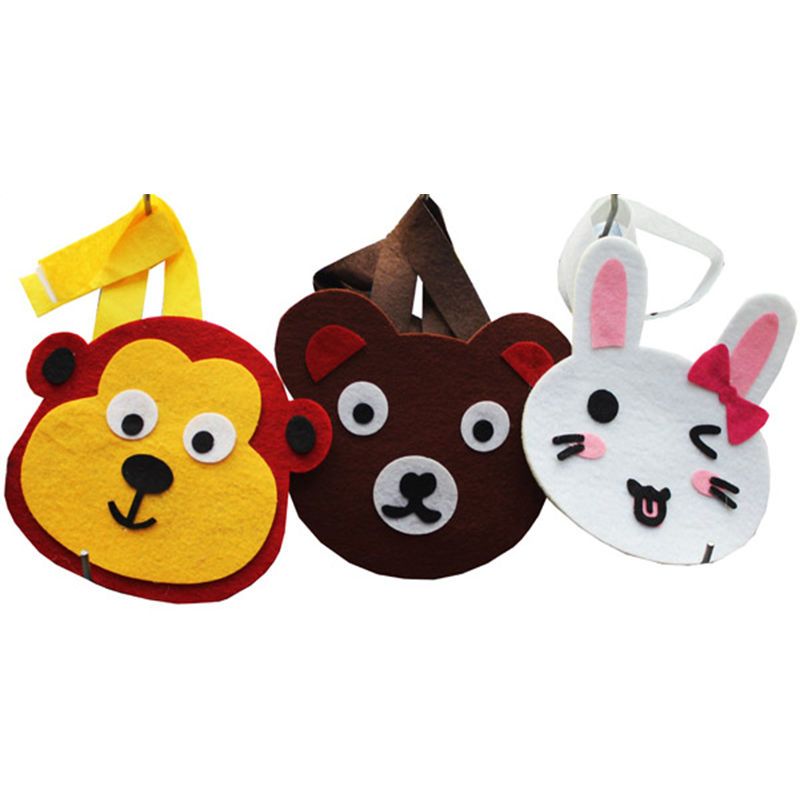 儿童diy手工制作卡通动物头饰 幼儿园模仿活动不织布粘贴节日礼物