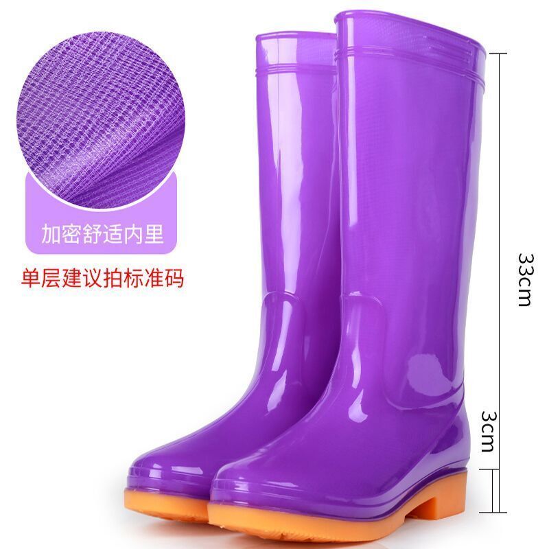 时尚雨鞋女式防滑舒适高筒水靴厨房水鞋加绒女士胶鞋防水耐磨雨靴