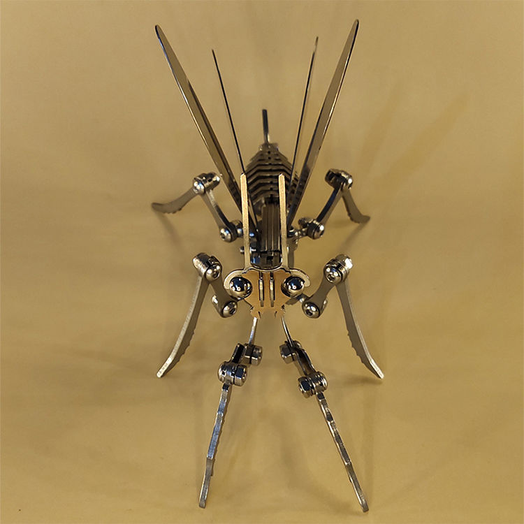 螳螂模型金属拼图3d立体模型玩具不锈钢拼装成品仿真昆虫机械玩具