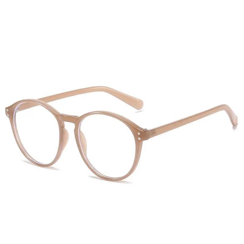 Little Red Book with the same face showing girl milk tea-colored glasses trendy round plain anti-blue light flat light myopia frame male