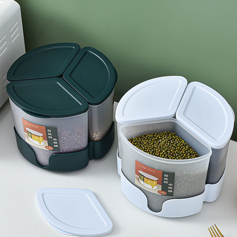 厨房分类杂粮米桶收纳盒旋转分格家用五谷豆子粮食储存储物密封罐