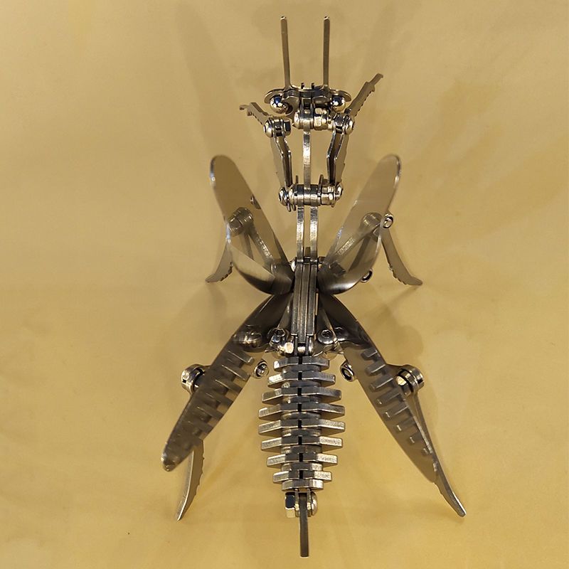 螳螂模型金属拼图3d立体模型玩具不锈钢拼装成品仿真昆虫机械玩具