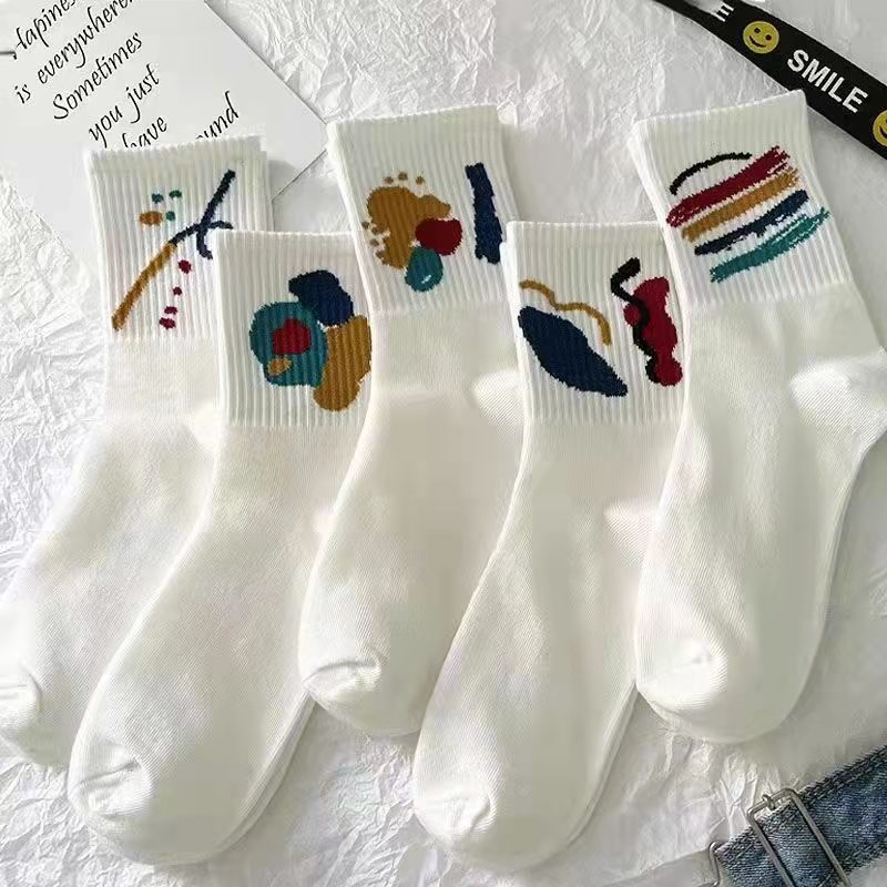125809-10双袜子女中筒ins潮百搭冬款秋冬季白色袜子可爱日系纯色棉袜子-详情图