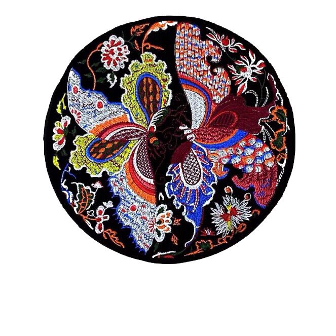 圆大号刺绣布贴 蝴蝶补子绣花 蝶恋花刺绣补丁贴   蝴蝶辅料手缝