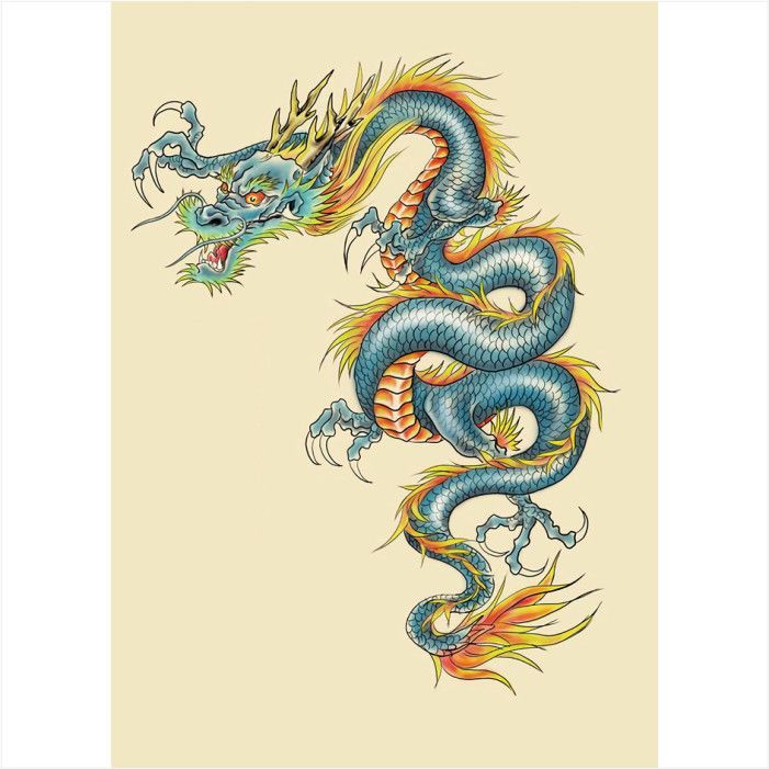 中国龙海报青龙画生肖龙墙贴画国画客厅玄关镇宅吉祥图风水装饰画