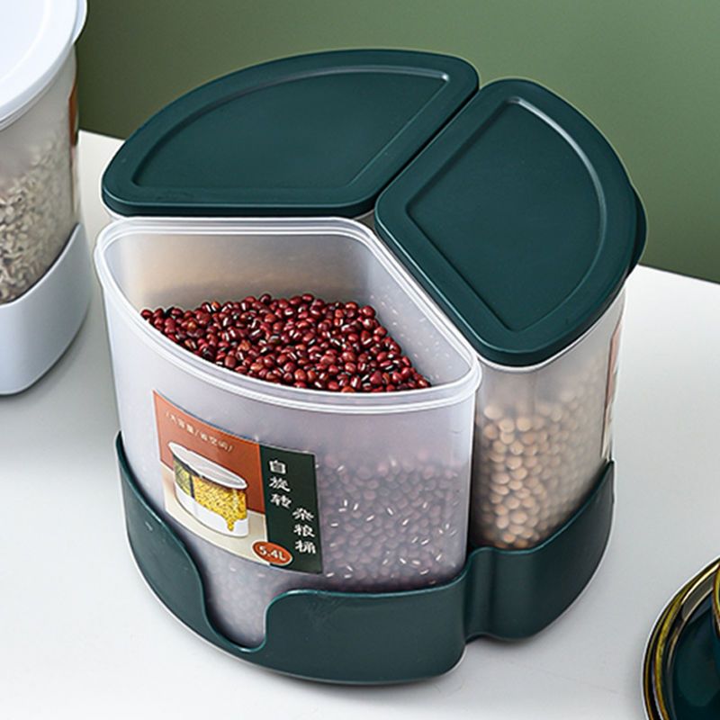 厨房分类杂粮米桶收纳盒旋转分格家用五谷豆子粮食储存储物密封罐
