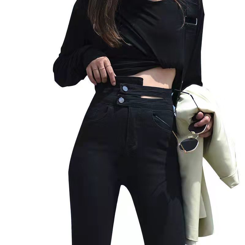 Super high waist leggings women's tight pencil pants 2023 spring and summer Korean version slimming small black trousers trendy all-match slimming