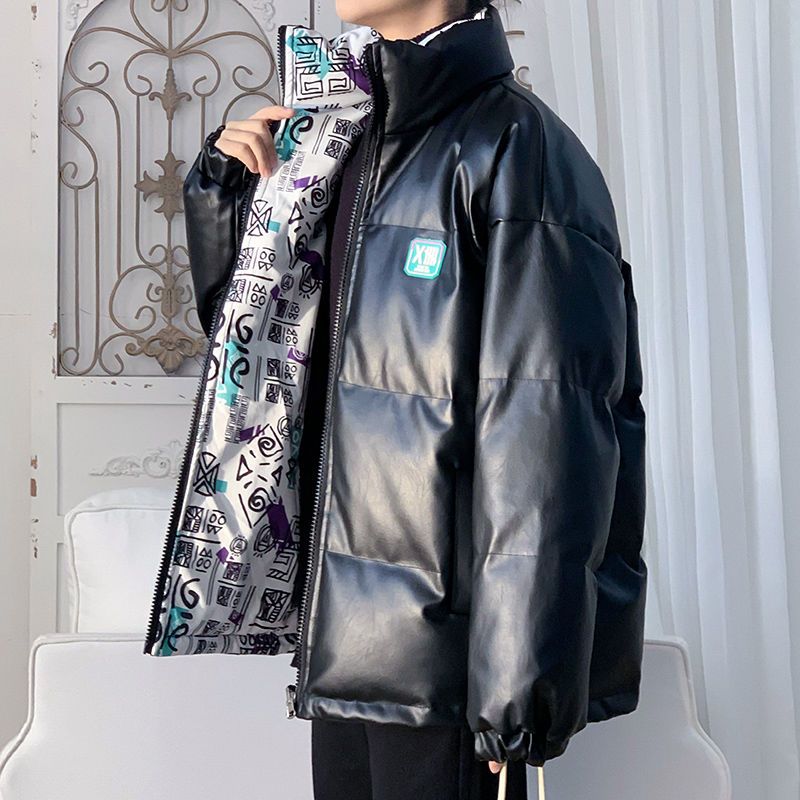 Classic plankton handsome double wear PU leather, men's winter fashion brand thickened warm cotton coat coat, loose_voghion.com
