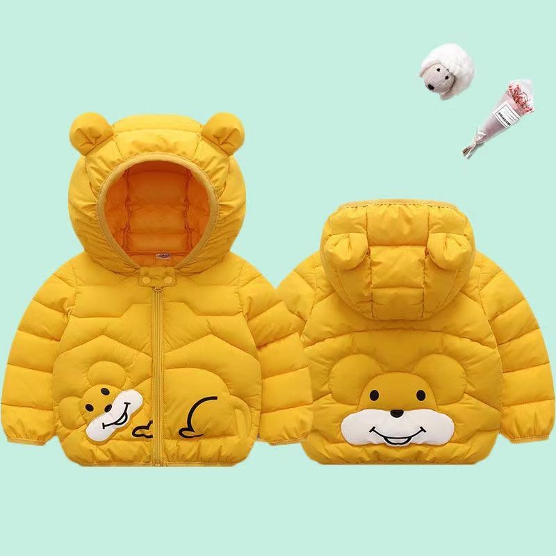 Autumn and winter children's down padded jacket male and female baby thin cotton coat children's warm jacket children's hooded top