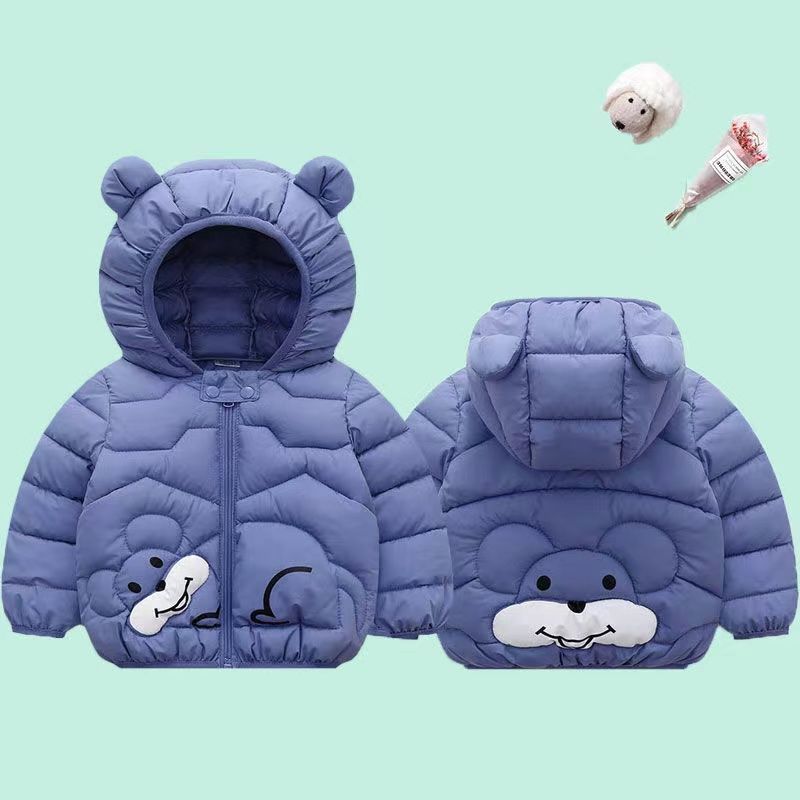 Autumn and winter children's down padded jacket male and female baby thin cotton coat children's warm jacket children's hooded top