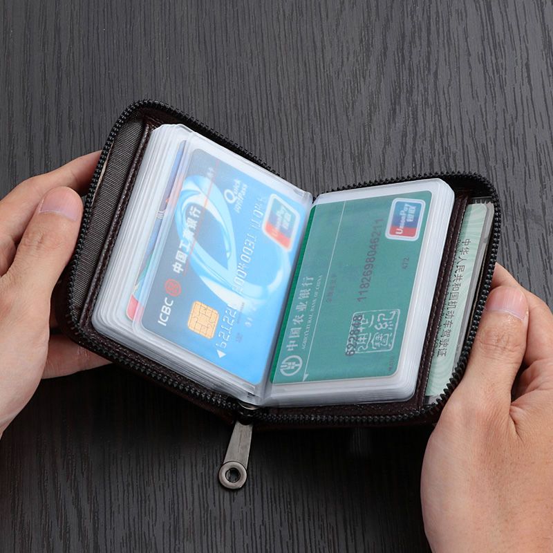 Anti-degaussing card holder men's leather texture anti-theft brush large-capacity card holder driver's license multi-card holder women's ID bag