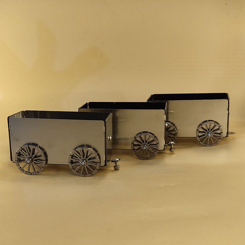 不锈钢火车链接车厢手工艺金属模型玩具成品可装载卡片