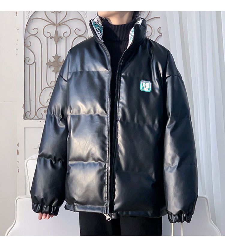 Classic plankton handsome double wear PU leather, men's winter fashion brand thickened warm cotton coat coat, loose_voghion.com