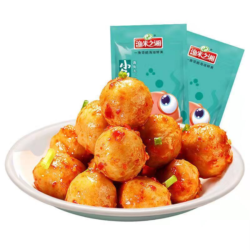106086-渔米之湘风味鱿鱼蛋香麻辣小吃即食海味丸子鱿鱼休闲食品零食批发-详情图
