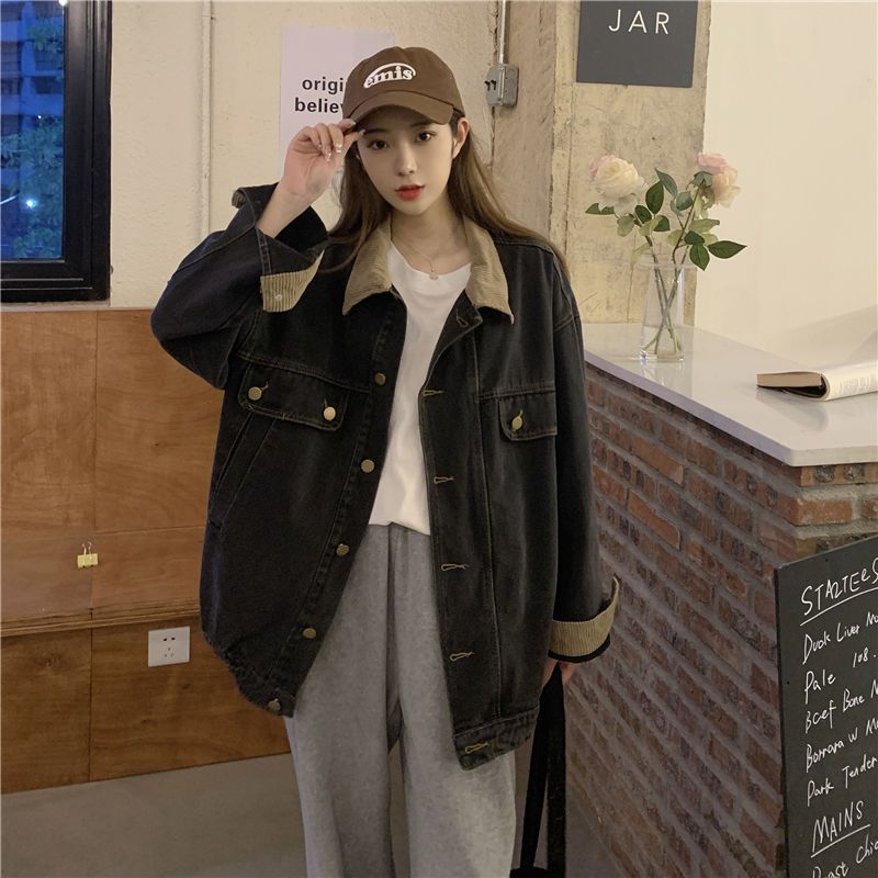 2022 autumn and winter mid-length denim jacket women's loose plus size fat sister mm Korean version of the long-sleeved jacket top clothes