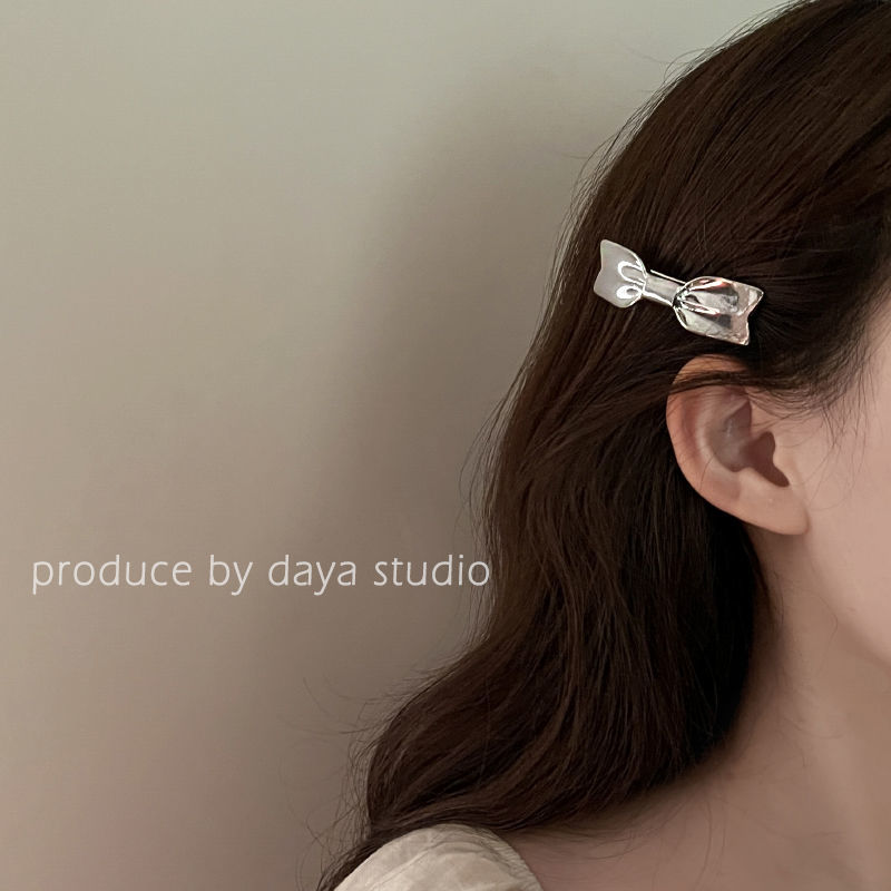 French girly feeling ~ metal bow hair clip light luxury high-end niche design retro temperament bangs seaside clip