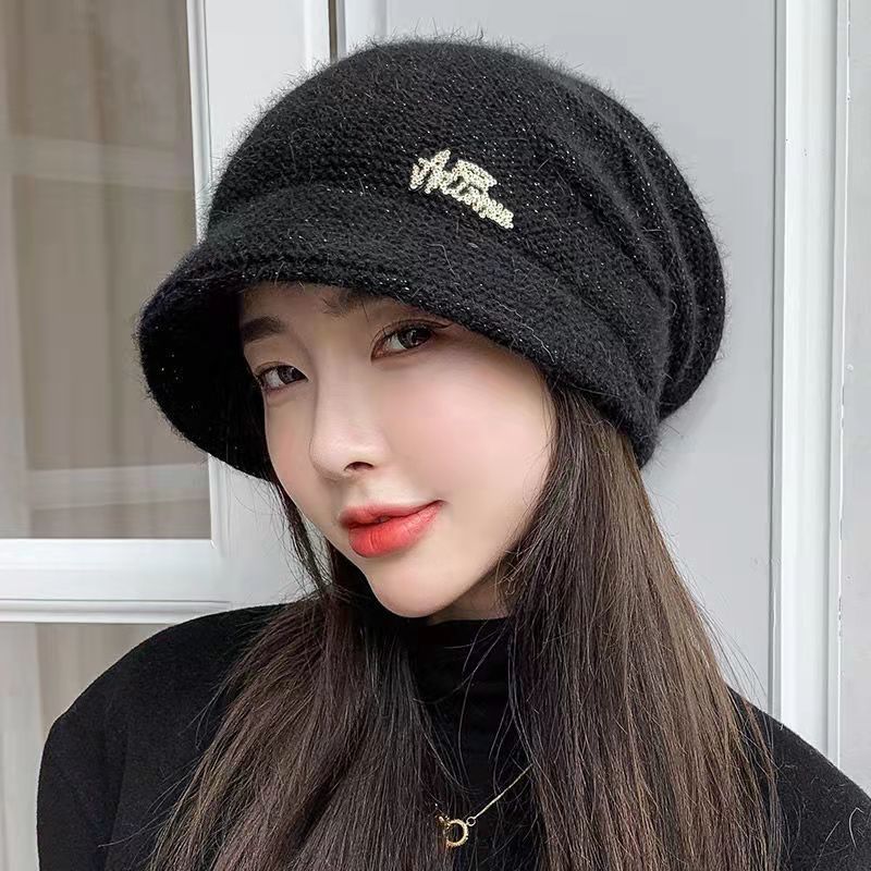 冬季帽子女秋冬百搭洋气韩版时尚潮保暖堆堆月子帽产后针织毛线帽