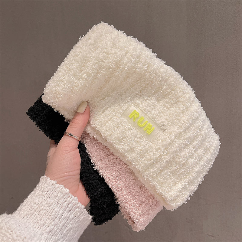 Korean ins autumn and winter all-match woolen knitted hairband casual solid color warm wide-brimmed hairband cap headgear headband trendy