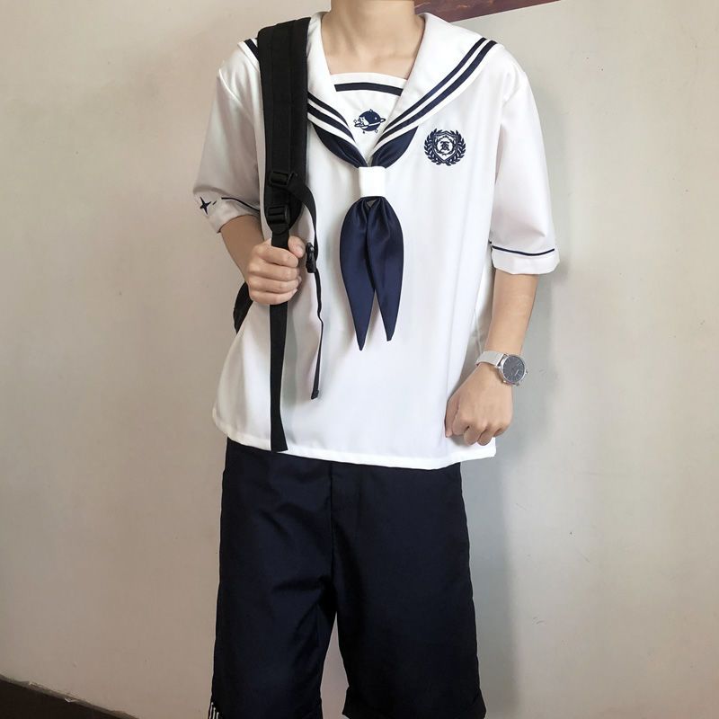 木村叔原创刺绣枝慧高校水手服男生夏季短袖dk制服学院风学生男装