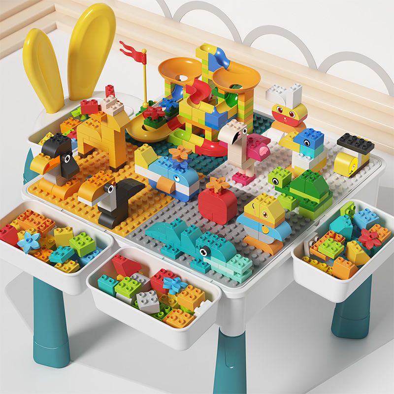 儿童积木桌子多功能大号兼容乐高积木大颗粒拼装益智玩具游戏桌椅
