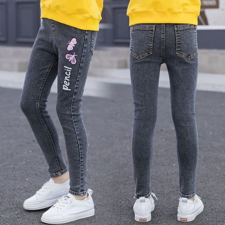 女童緊身牛仔褲2023春秋新款洋氣時髦中大童兒童長褲小腳鉛筆褲子