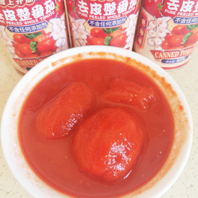 新疆去皮整番茄罐头番茄酱炒菜做汤饭无任何添加剂