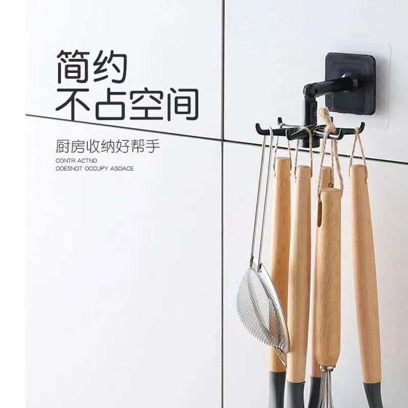 Six claw rotatable hook super adhesive hook small objects wall spoon rack multifunctional living room kitchen storage
