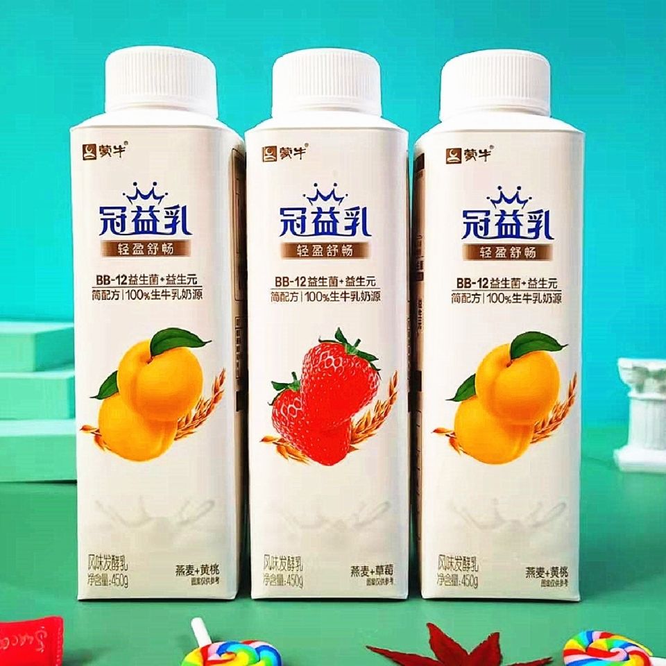 蒙牛冠益乳酸奶450g*5/8瓶 风味发酵乳 燕麦黄桃 草莓 营养早餐奶