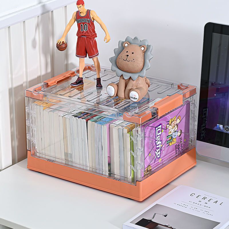 书本收纳箱书箱可折叠放塑料装书盒学生宿舍创意透明储物整理箱子