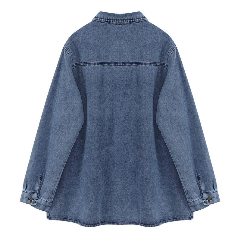 Retro denim jacket women's spring autumn winter loose long-sleeved shirt design sense niche shirt