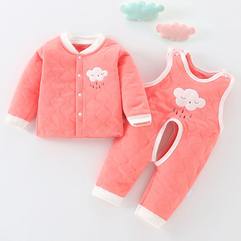 Baby warm clothes suit pure cotton bib pants spring and autumn men and women baby quilted autumn clothes newborn clothes autumn and winter clothes