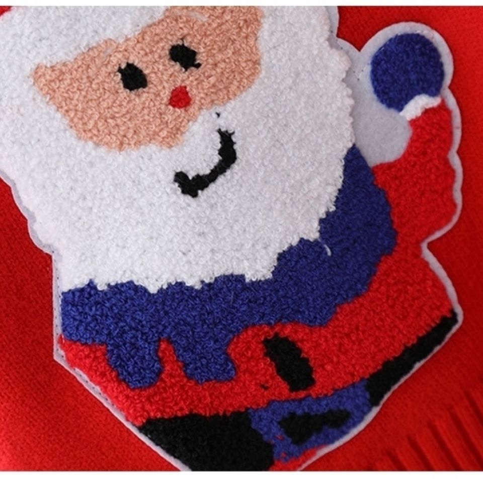 儿童毛衣圣诞款红男女童针织衫圆领套头秋冬新款加绒加厚洋气