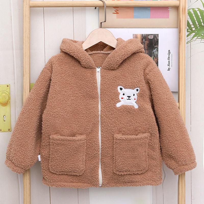 Autumn and winter smock foreign style Korean version clearance plus velvet thick padded jacket coat baby zipper smock new front zipper
