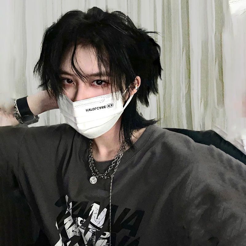 狼尾假发男同款武士头日系个性男女通用鲻鱼头韩版减龄整顶全头套