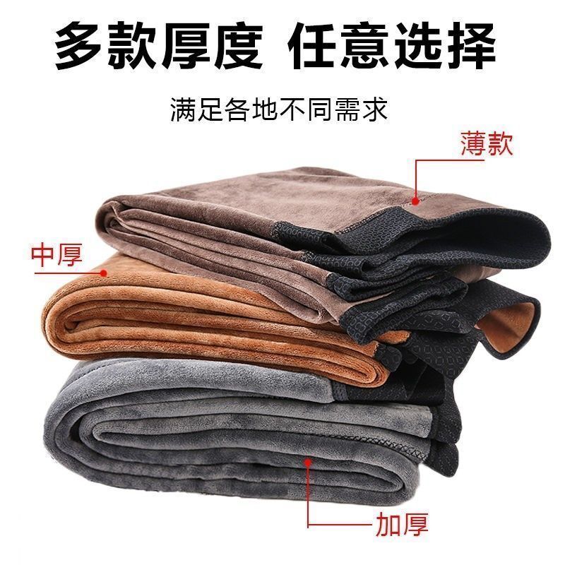 Middle-aged and elderly outer wear high-waisted velvet thickened autumn and winter men's large size loose waist-protecting warm and cold-resistant glossy leggings