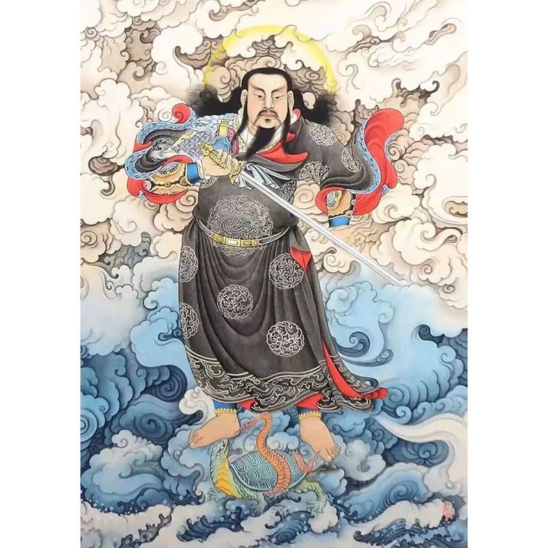 真武大帝画像玄天上帝挂画道教魔荡祖师玄天上帝北极四圣水陆画