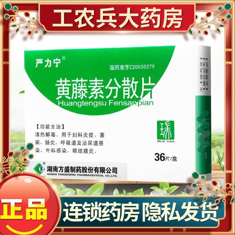 严力宁 黄藤素分散片 100mg*36片/盒 清热解毒妇科炎症菌痢肠炎呼吸道