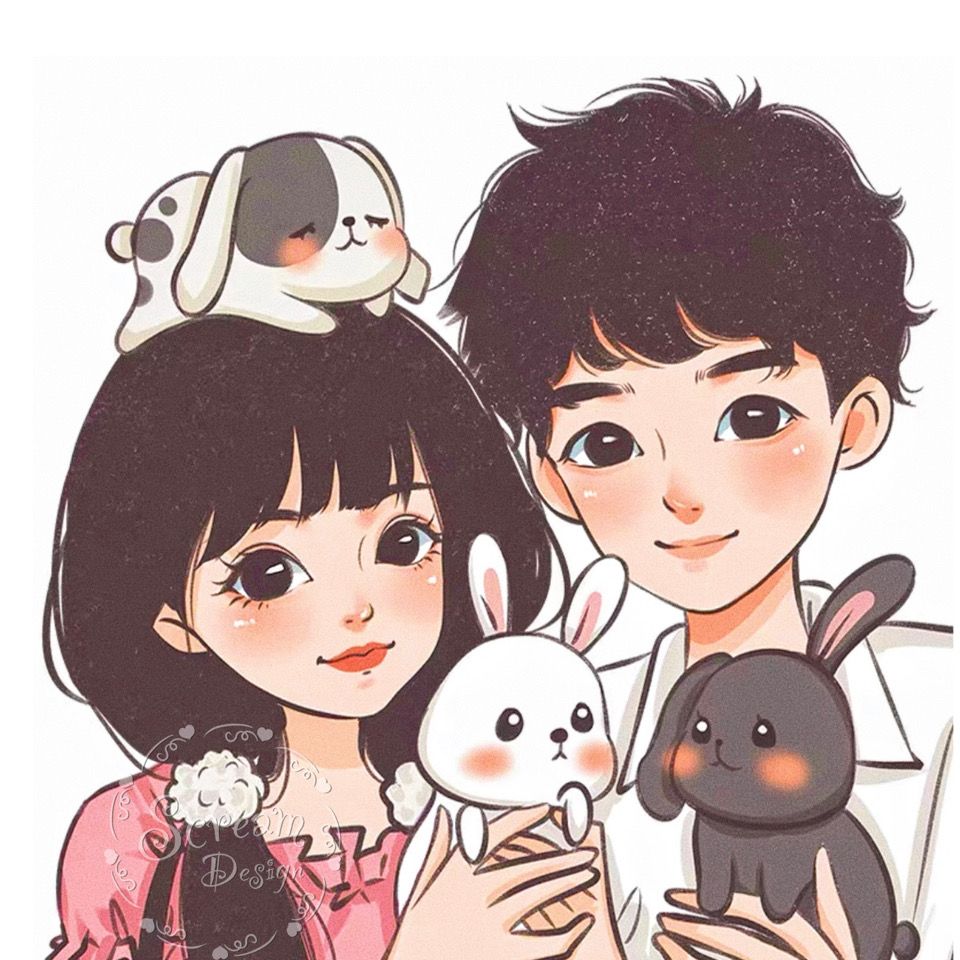 q版手绘情侣头像结婚礼真人照片转卡通漫画设计约稿手绘头像定制