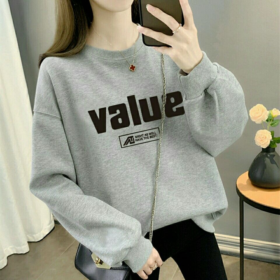 Ultra-hot thin sweater female student top Korean version loose all-match spring and autumn new women's capless round neck long-sleeved tide