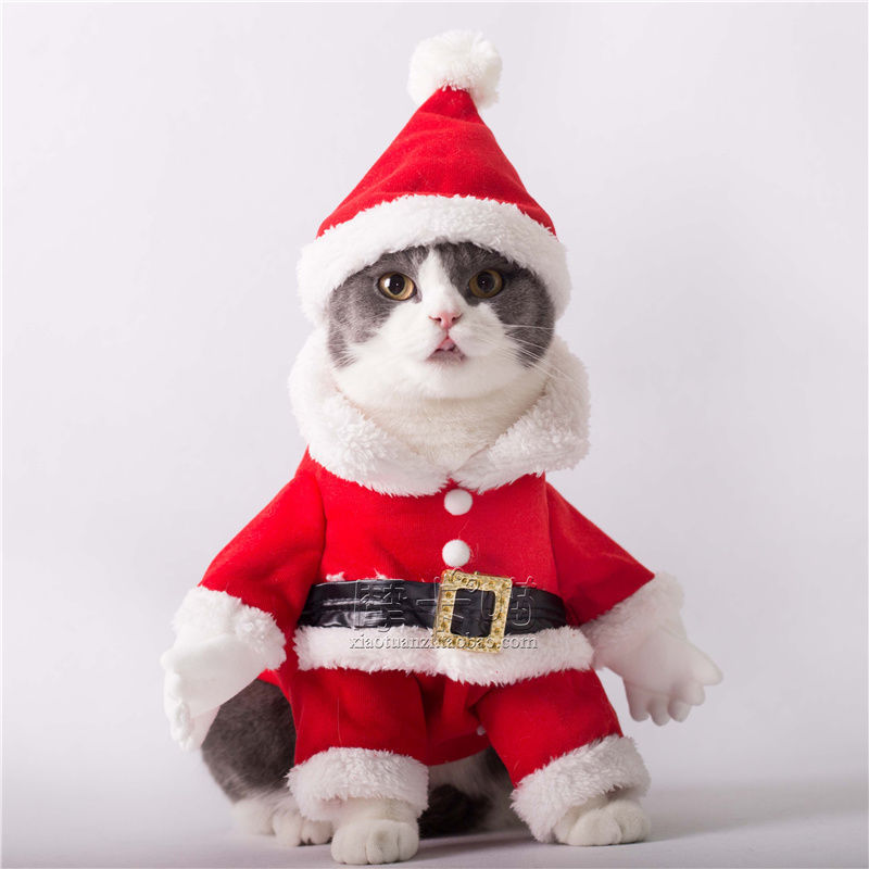 狗狗衣服披风帽子发箍可爱新年饰品圣诞老人柯基秋冬装小猫咪衣服