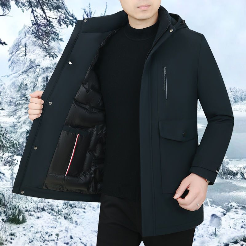 中年棉衣男中长款加厚保暖棉服男士棉袄上衣爸爸冬装商务休闲外套【3
