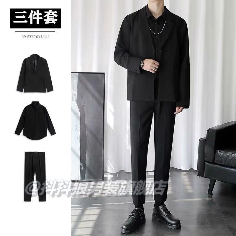 Korean version of slim fit small suit jacket men's large size professional dress groom wedding dress student suit suit