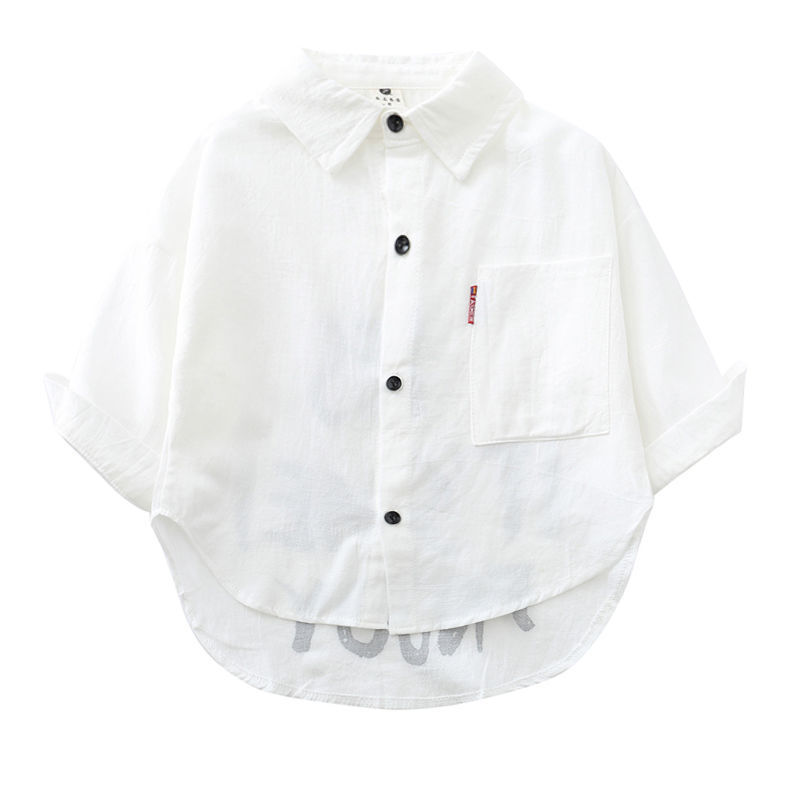 Boys' long-sleeved shirt pure cotton spring and autumn new children's clothing baby white lapel top children's handsome boy's shirt