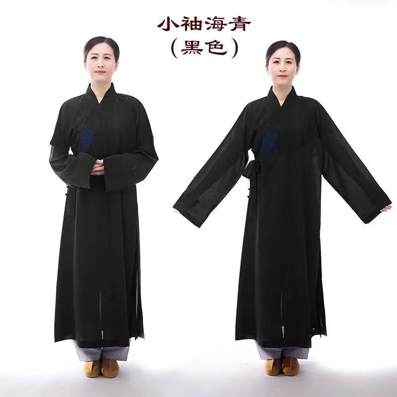 秋冬季小袖海青居士服男女同款青衣僧服禅修服出家人法衣道袍 5
