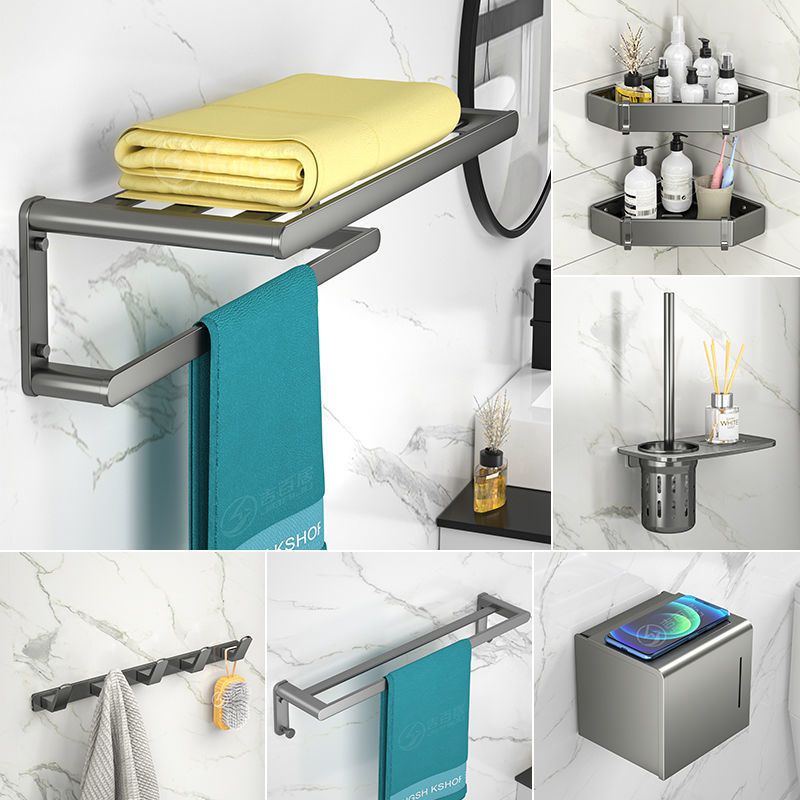 枪灰色浴巾架轻奢毛巾架新款卫生间置物架毛巾挂架子浴室用品大全
