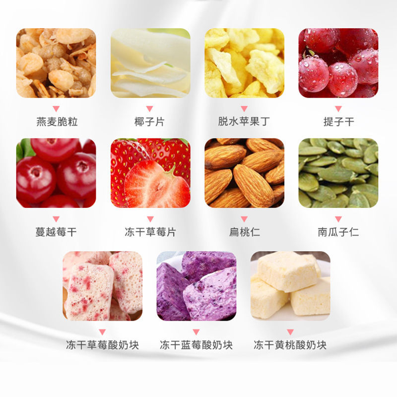 106013-【商超同款】欧扎克酸奶水果坚果麦片208g*2袋干吃营养即食早代餐-详情图