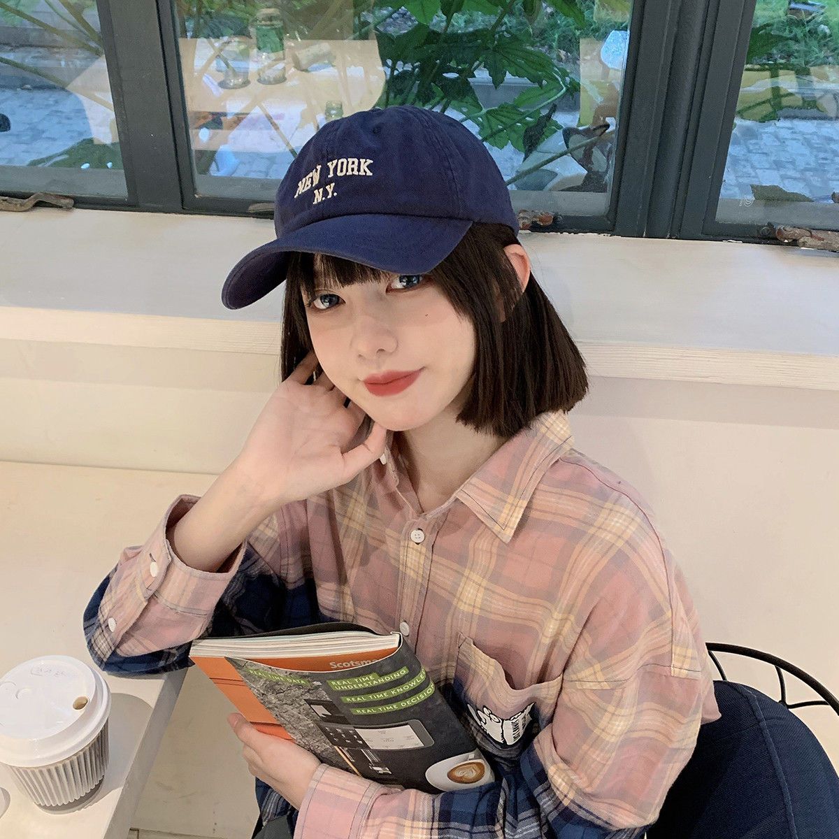 Korean retro letter embroidery washed baseball hat women's autumn and winter American street net red all-match couple peaked cap