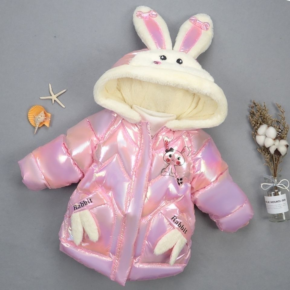 106004-炫彩女童秋冬款棉服羽绒服可爱小兔子秋冬加厚款洋气2-7女宝棉服-详情图