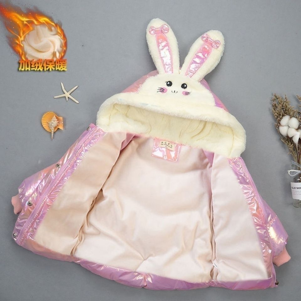 106004-炫彩女童秋冬款棉服羽绒服可爱小兔子秋冬加厚款洋气2-7女宝棉服-详情图