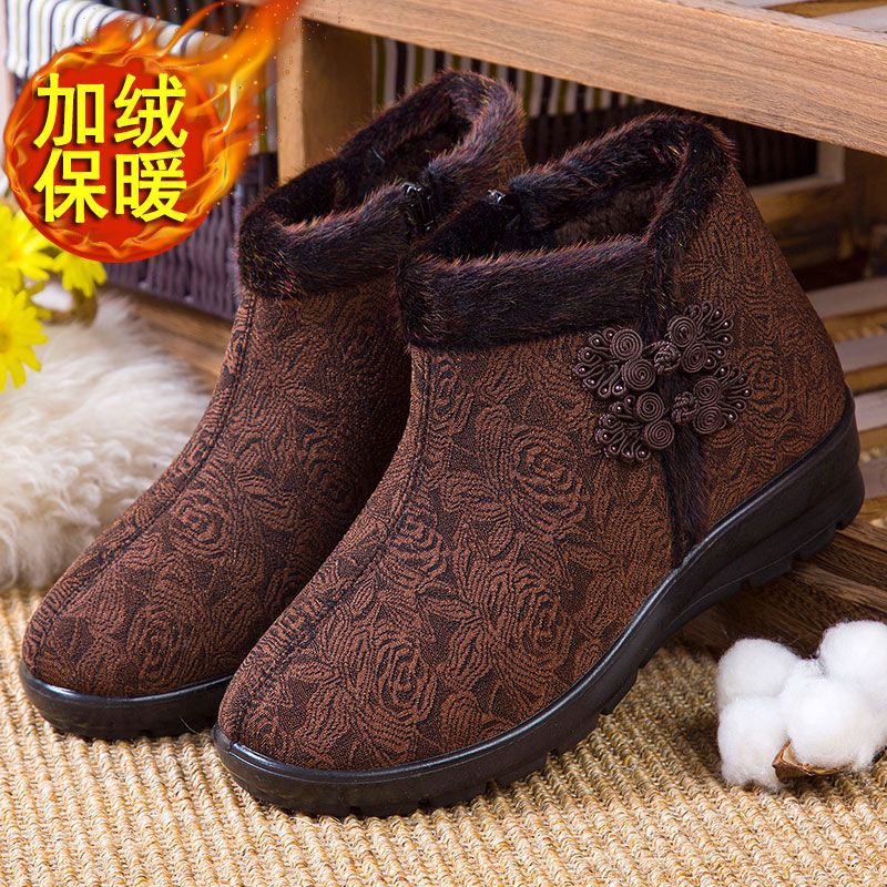 老北京布鞋女棉鞋中老年人妈妈鞋软底加绒加厚奶奶鞋冬季保暖防滑